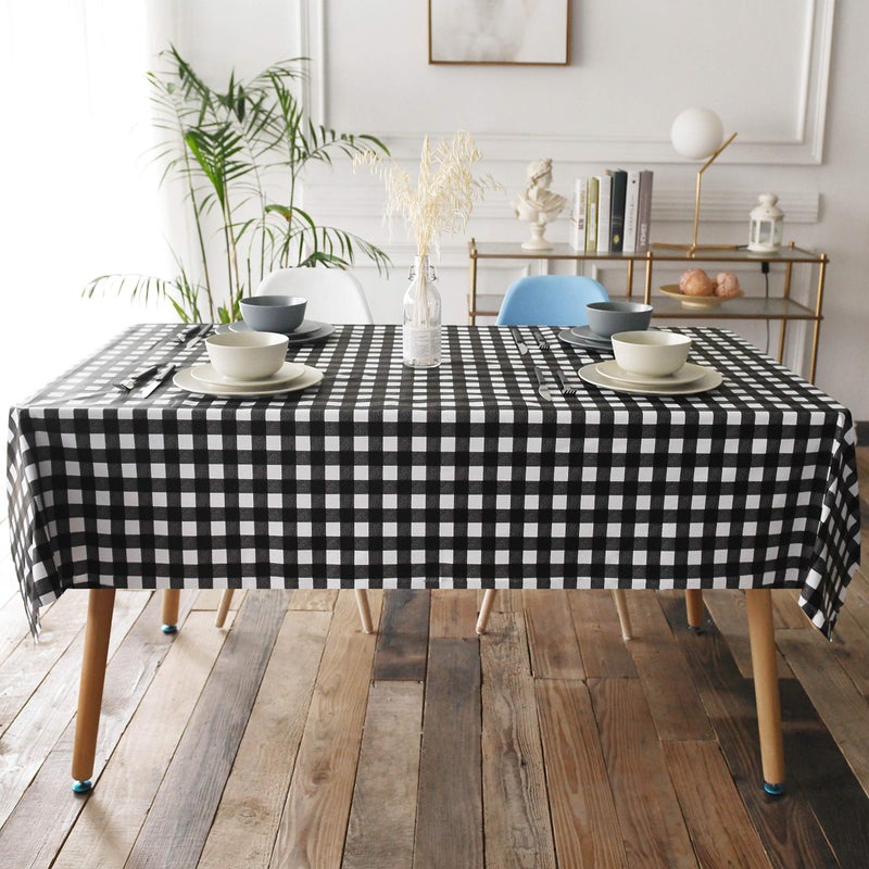 Obstal 100% Waterproof PVC Table Cloth, Oil-Proof Spill-Proof Vinyl Rectangle Tablecloth, Wipeable Table Cover for Outdoor and Indoor Use,Black,54 x 54 Inch - Image 2